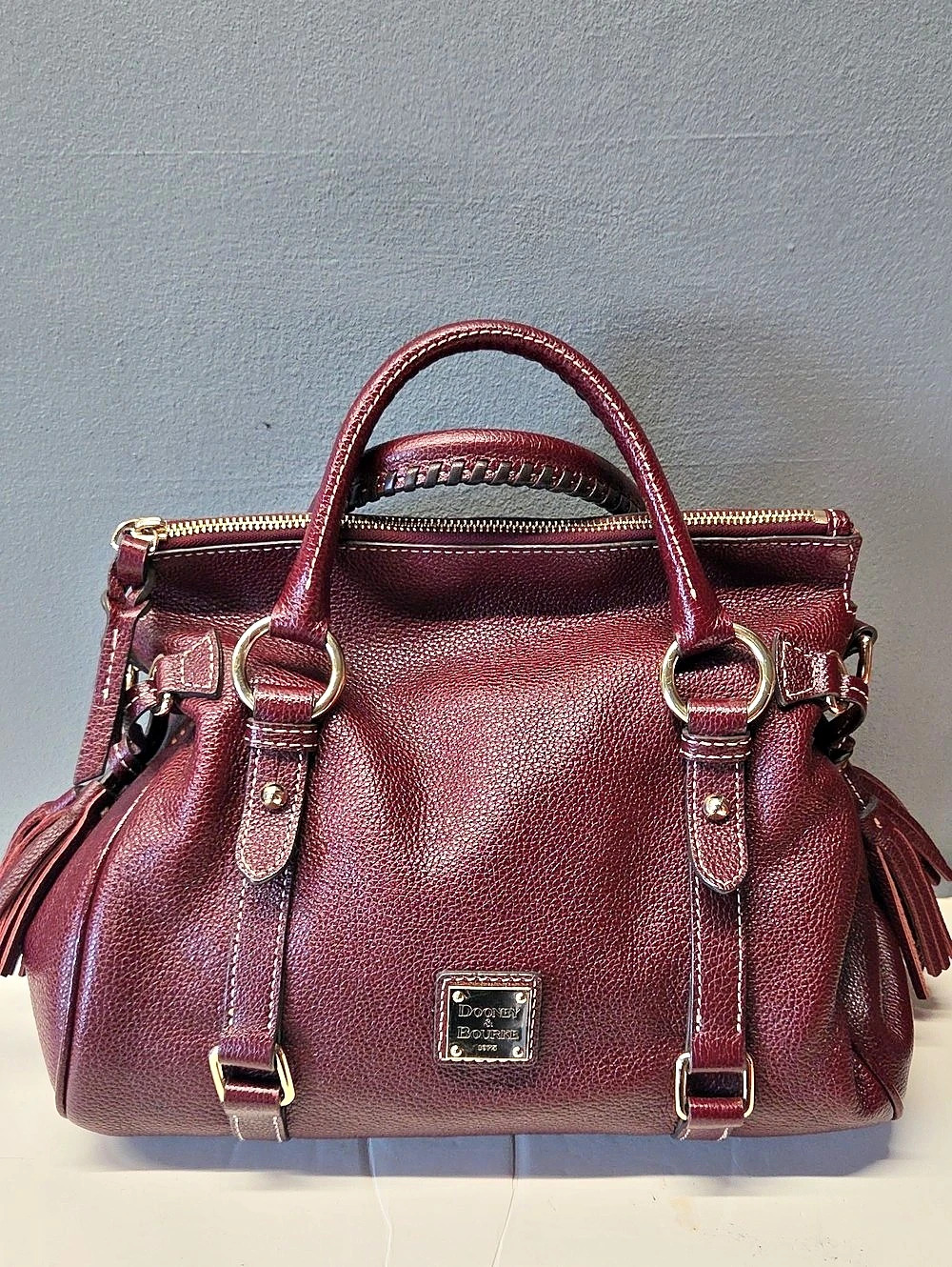 Dooney & Bourke City Barlow Satchel Burgundy Leather